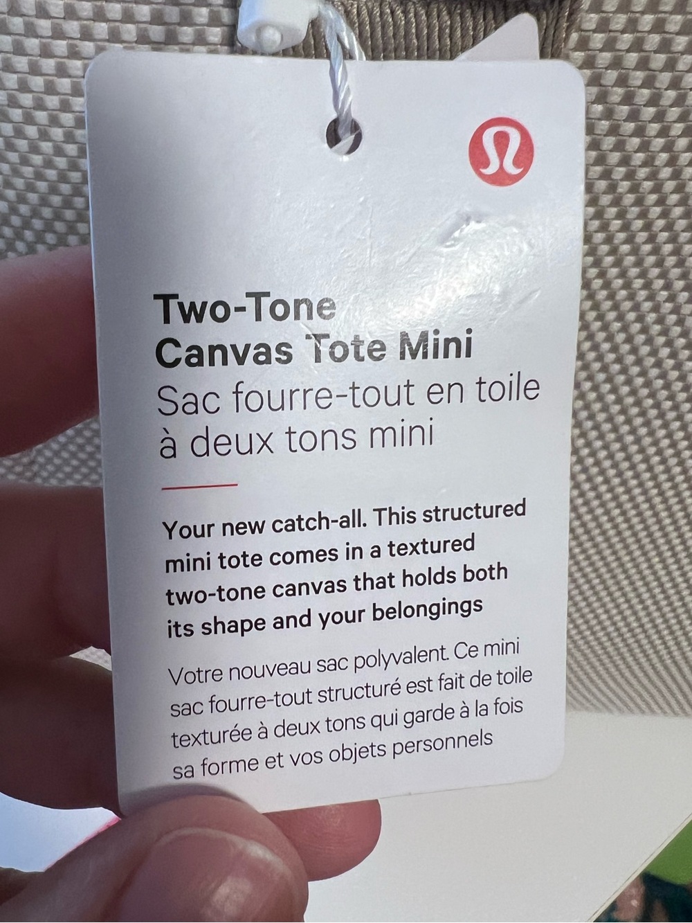 #722 NWT Lululemon 2Tone Canvas Tote Mini 4.5L MojaveTanLightIvory Rare Sold Out - Picture 4 of 8